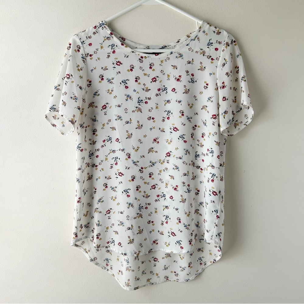 5 FOR $25 |‎ Premise Short Sleeve Chiffon Ditsy Floral Top Blouse White XS